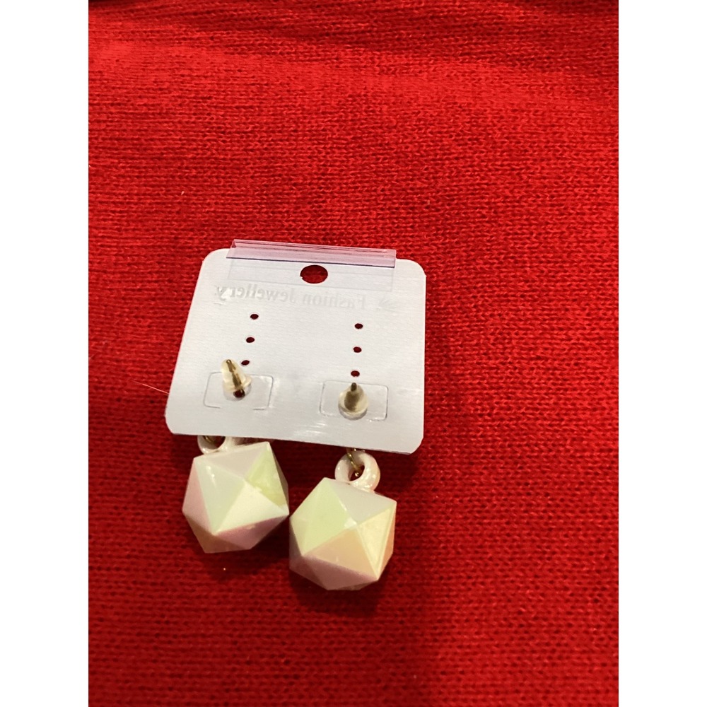 Fashion Jewellery Iridescent Geometric Cube Drop Earrings Rhinestone Studs NEW - Picture 2 of 3